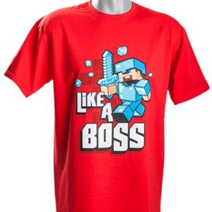 1383-1.jpg Tričko Minecraft Like a Boss EU, červené - červená | EU 12-13 | Minecraft
