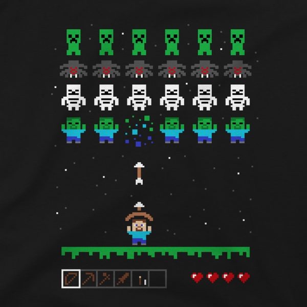 Tričko Minecraft Invaders dětské - černá | L (10÷12) | Minecraft