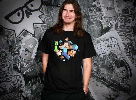 Tričko Minecraft Run Away! Glow in the Dark - Basic | černá | Minecraft | XL