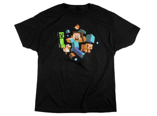 Tričko Minecraft Run Away! Glow in the Dark - Basic | černá | Minecraft | XL