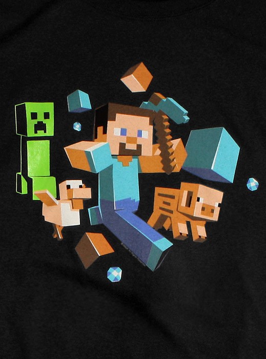 Tričko Minecraft Run Away! Glow in the Dark - Basic | černá | Minecraft | XL