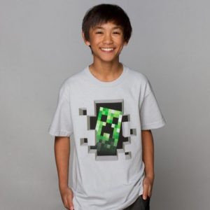 753.jpg Tričko Minecraft Creeper Inside dětské, stříbrné - Minecraft | S (5÷6) | stříbrná