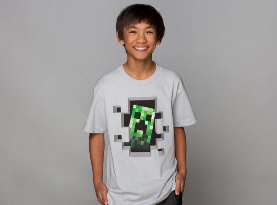Tričko Minecraft Creeper Inside dětské, stříbrné - Minecraft | S (5÷6) | stříbrná