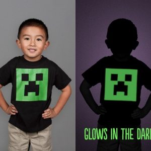 759.jpg Tričko Minecraft Creeper Glow in the Dark Face dětské - černá | M (7÷8) | Minecraft
