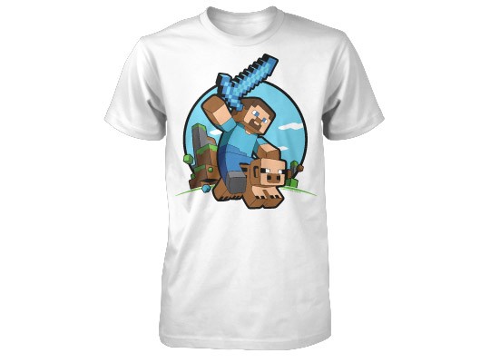 Tričko Minecraft Pig Riding dětské - bílá | Minecraft | XL (12÷14)
