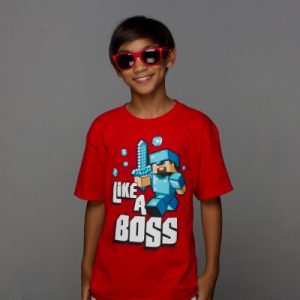 958.jpg Tričko Minecraft Like a Boss dětské - červená | M (7÷8) | Minecraft