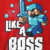Tričko Minecraft Like a Boss dětské - červená | M (7÷8) | Minecraft