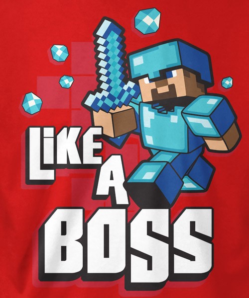 Tričko Minecraft Like a Boss dětské - červená | M (7÷8) | Minecraft